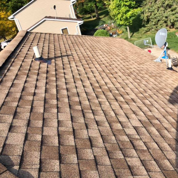 GAF - Roofing Timberline HDZ in Shakewood and new 5in seamless gutters installed