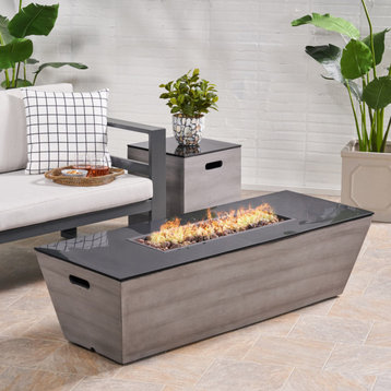 Squared Outdoor 56-Inch Rectangular Fire Pit With Tank Holder