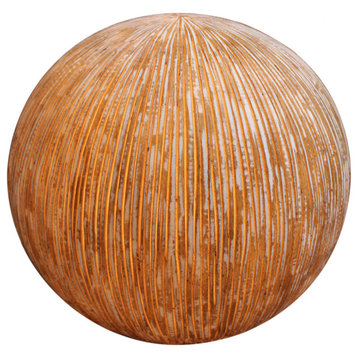 HomeRoots 1" x 16" x 14" Sandstone, Ribbed Finish, Outdoor, Light Ball