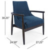 Griffin Club Chair, Navy Blue and Walnut