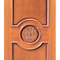 Single Door, Circle Hand Carved Panels in Mahogany - Front Doors