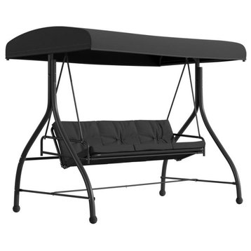 Flash Furniture Lila Black 3-Seater Patio Swing/Bed Tlh-007-Bk-Gg