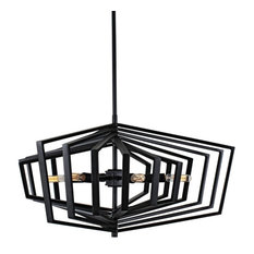 Varaluz 262P06 Gymnast 6 Light 26" Adjustable Arm Chandelier - Black