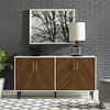 58" Modern Bookmatch Buffet, White and Teak