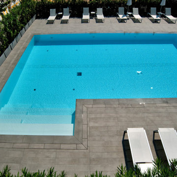 Swimming pool deck ideas - concrete wood