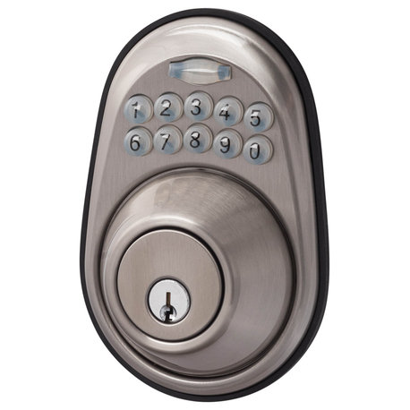 Electronic Keypad Deadbolt, Round, Satin Nickel