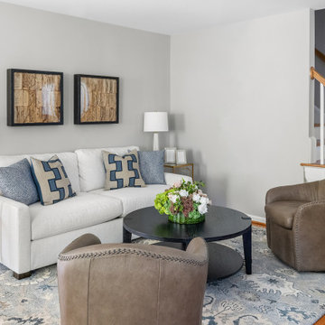 Blue Living Room with 2 Gathering Areas