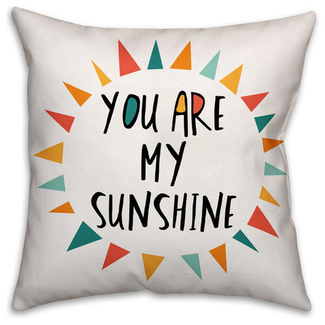 You Are My Sunshine Bright Tones Design 16x16 Spun Poly Pillow