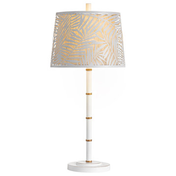 Palm Harbor 31" Table Lamp With Metal Tapered Drum Shade, White