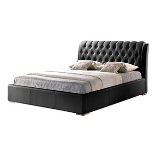 Baxton Studio Bianca Modern Bed With Tufted Headboard