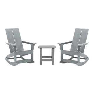 2-Pack Gray Rockers and Side Table - Modern - Outdoor Rocking Chairs ...