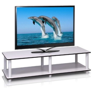 Furinno 11175Wh, Ex/Wh Just No Tools Wide TV Stand, White With White Tube