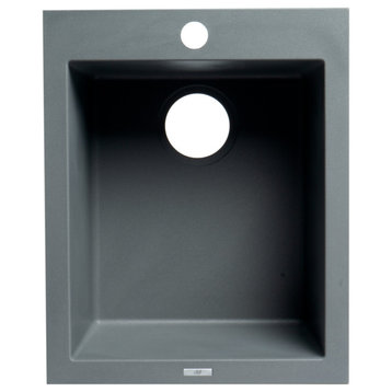Alfi Brand Titanium 17" Drop-In Rectangular Granite Composite Kitchen Prep Sink