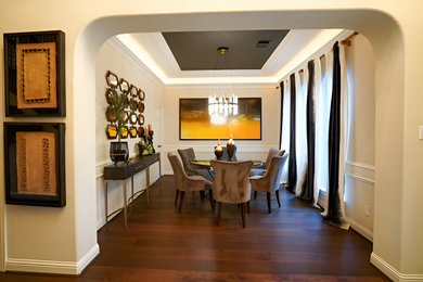 Kitchen/dining room combo - mid-sized dark wood floor kitchen/dining room combo idea in Houston