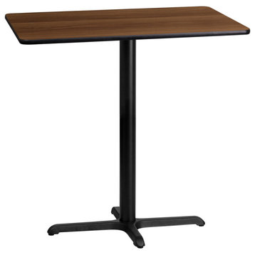 24''x42'' Walnut Laminate Table Top,23.5''x29.5'' Bar Height Table Base