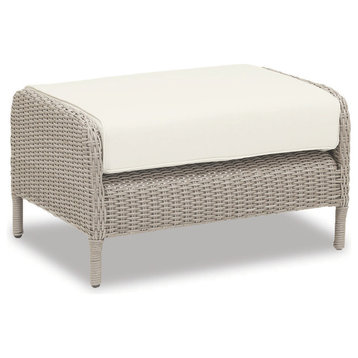 Manhattan Ottoman With Cushions, Linen Canvas With Self Welt