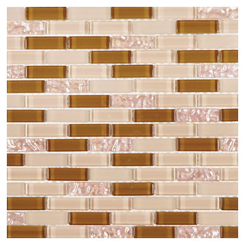 11.75"x12" Benton Mosaic Tile Sheet, Brown and Pink