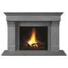 Fireplace Stone Mantel 1110.556 With Filler Panels, Gray, With Hearth Pad