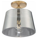 Nuvo Lighting - Nuvo Lighting 60/7324 Motif - 10 Inch 1 Light Semi-Flush Mount with Glass - Motif; 1 Light; 10 in.; Semi-Flush Brushed Brass wMotif 10 Inch 1 Ligh Brushed Brass Smoked *UL Approved: YES Energy Star Qualified: n/a ADA Certified: n/a  *Number of Lights: Lamp: 1-*Wattage:100w A19 Medium Base bulb(s) *Bulb Included:No *Bulb Type:A19 Medium Base *Finish Type:Brushed Brass