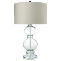 Curvy Glass Table Lamp Light Blue, Clear Light Blue, Polished Chrome, Philips H
