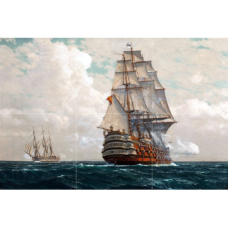 Tile Mural Kitchen Backsplash Seascape Ship Sea, Ceramic Glossy