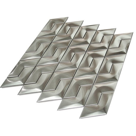 Stainless Steel 3D Interlocking Piazza Mosaic, 11"x11" Sheets, Set of 10