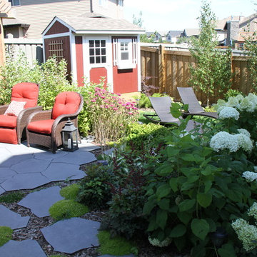 Flagstone, Moss, and Plants