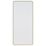 Glass Warehouse - 22" W X 48" H Radius Corner Stainless Steel Framed Mirror, Satin Brass - The simple curved corners of our stunning Trinity mirror will complement any modern décor. Mount it or prop it against the wall. Hang it horizontally or vertically. Whatever you choose, this beautiful mirror will bounce the light around any room of your home.