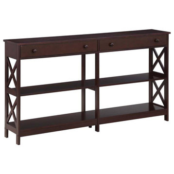 Oxford 2 Drawer 60 inch Console Table with Shelves, Espresso