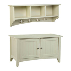 Bolton Furniture - Shaker Cottage Storage Bench/Coat Hook w/Storage, Sand - Hall Trees