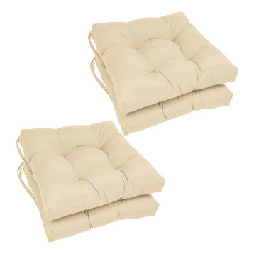 16" Solid Twill Square Tufted Chair Cushions, Set of 4, Off White