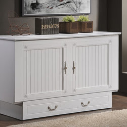 White Cottage Space Saver Bed QUEEN w Memory Foam Mattress - Furniture