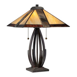 Quoizel Destiny Tiffany 23-1/2" 2-Light Table Lamp in Valiant Bronze Finish - Table Lamps