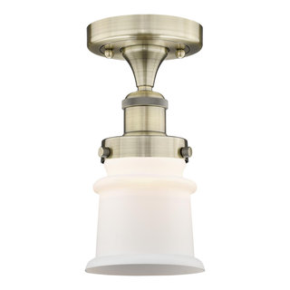 Canton 1 Light Semi-Flush Mount, Antique Brass, Matte White, 2.05 lb ...