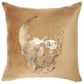 Nourison Mina Victory Luminecence Metallic Skull Beige/Gold Pillow