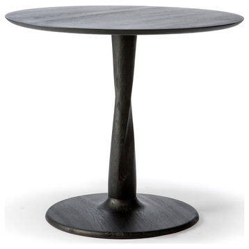 Pedestal Dining Table | OROA Torsion, Black Oak, 36”w X 36”d X 30”h