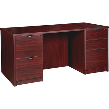 Lorell Prominence Laminate Desk Office Suite, Top, Mahogany, 60"x30"x29"
