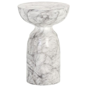 Goya End Table, Marble Look, White