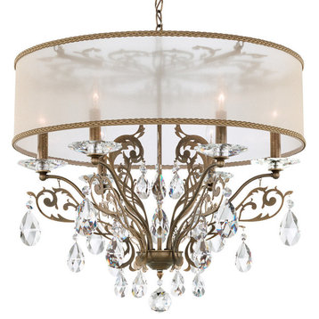 Filigrae 6Lt Chandelier, French Gold, Clear Heritage Crystal, Gold Shade