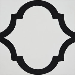 Moroccan Mosaic and Tile House - Lantern Handmade Cement Tile, White/Black, Sample - Wall And Floor Tile