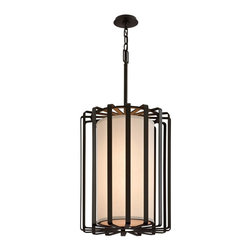 Troy Lighting Troy 2-Light 19.25" Drum Pendant in Bronze - Pendant Lighting