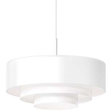 Modern Tiers Flat LED Pendant, Satin White, 20"