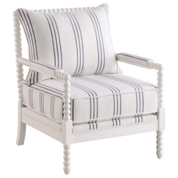 Blanchett Upholstered Accent Chair With Spindle Accent White/Navy