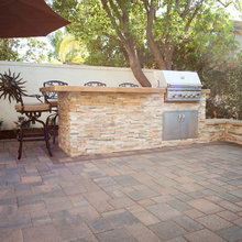 back yard hardscape, barbque