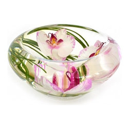 Purple/White Phalaenopsis Flower Bowl - Home Decor