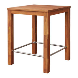 Interbuild Chicago Solid Wood Indoor/Outdoor Bar Table, Golden Teak 75x75x95 cm - Outdoor Side Tables
