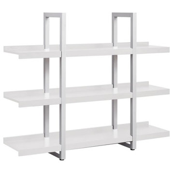 Contemporary Open Bookcase with 3 Shelves in White