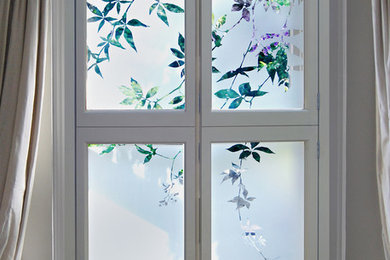 Etched glass shutters
