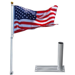 25' Telescopic Aluminum Flagpole Tire Mount Stand Kit 3'x5' Flag Ball Pole  Top - Contemporary - Flags And Flagpoles - by Yescom