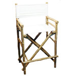 Master Garden Products - Bar Height Bamboo Director Chair, White Canvas, Set of 2 - Our foldable bamboo director chairs are ideal for both the indoors and outdoors, in your home or outdoor patio. Handcrafted with solid bamboo for excellent strength and beauty. These chairs are solidly built with no assembly required. These elegant chairs are ideal for seating in public establishments as well as casual use at home. They are available in a light bamboo color. Features a white canvas for both the seat and back support.